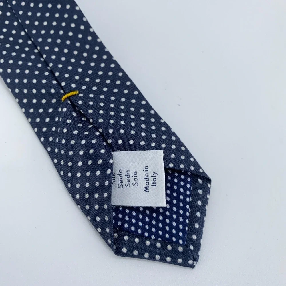 Eton Tie Mens One Size Navy Patterned Silk Classic Fit Necktie Italy‎ Made NWT